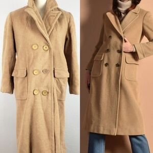 Vintage Shagmoor Double Breasted Tan Wool Pea Coat Women's Size Medium  USA Made